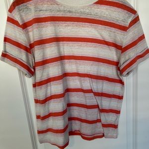 Pink, coral, and white stripped boxy tee